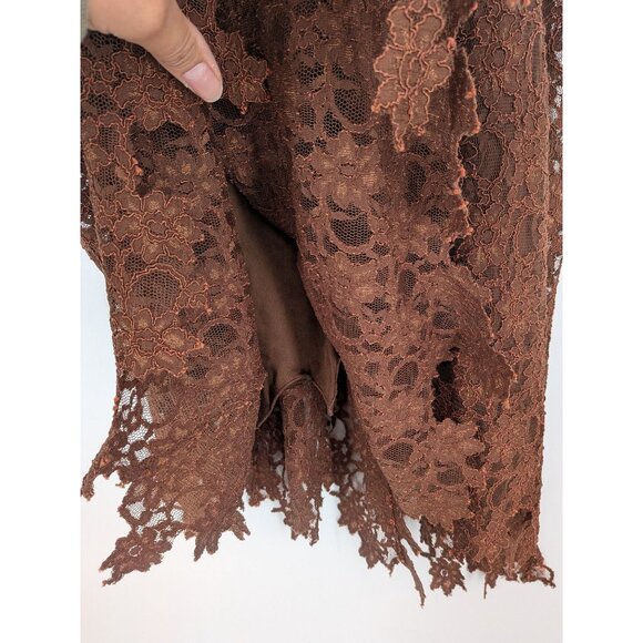 Vintage DKNY Midi Skirt Women Size 8 Floral Lace Asymmetrical Whimsigoth Fairy - Picture 4 of 10